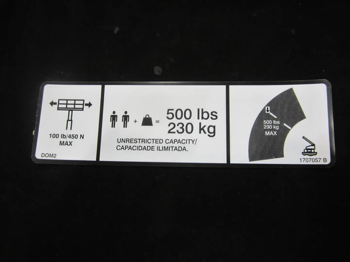 1707057 Decal, 500Lb Cap. (Eng/Por) | JLG