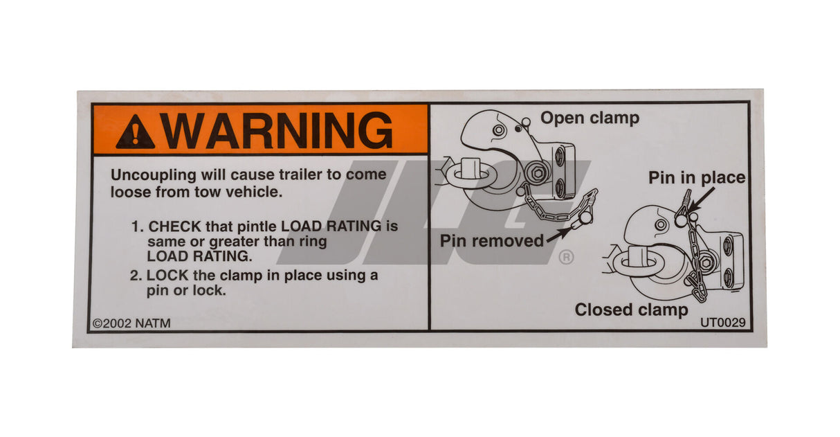 1707076 Decal, Coupler (Ut0029) | JLG