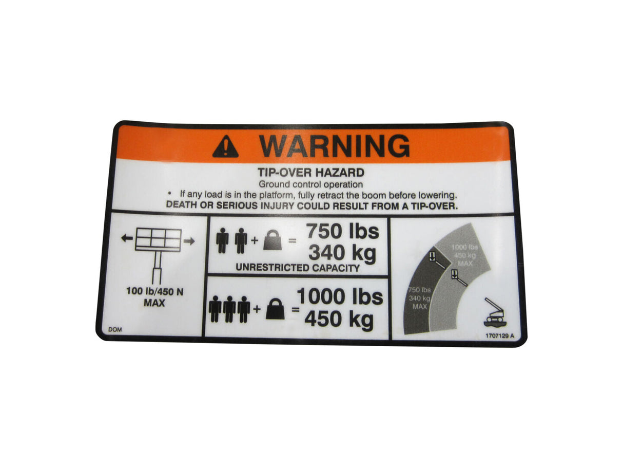 1707129 Decal, 750Lb Dual Cap (Mtb)Dom1 | JLG