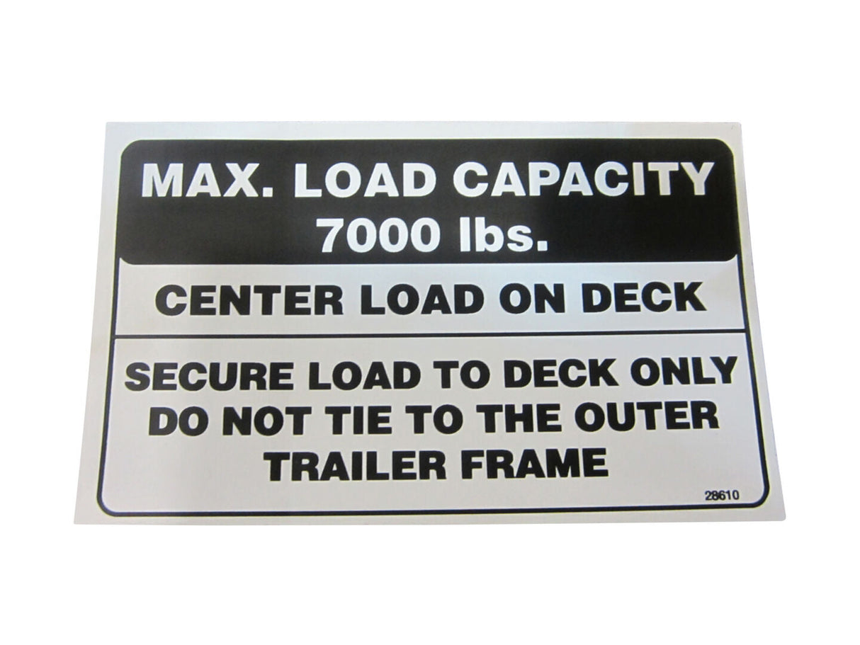 28610 Decal-Max Load 7000 Lbs (Blk/W | JLG