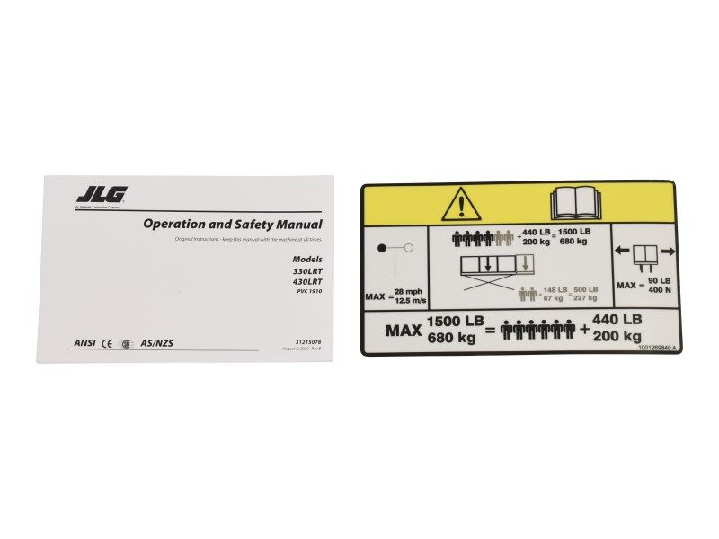 2890331 Kit, Se PVC  1910 English | JLG