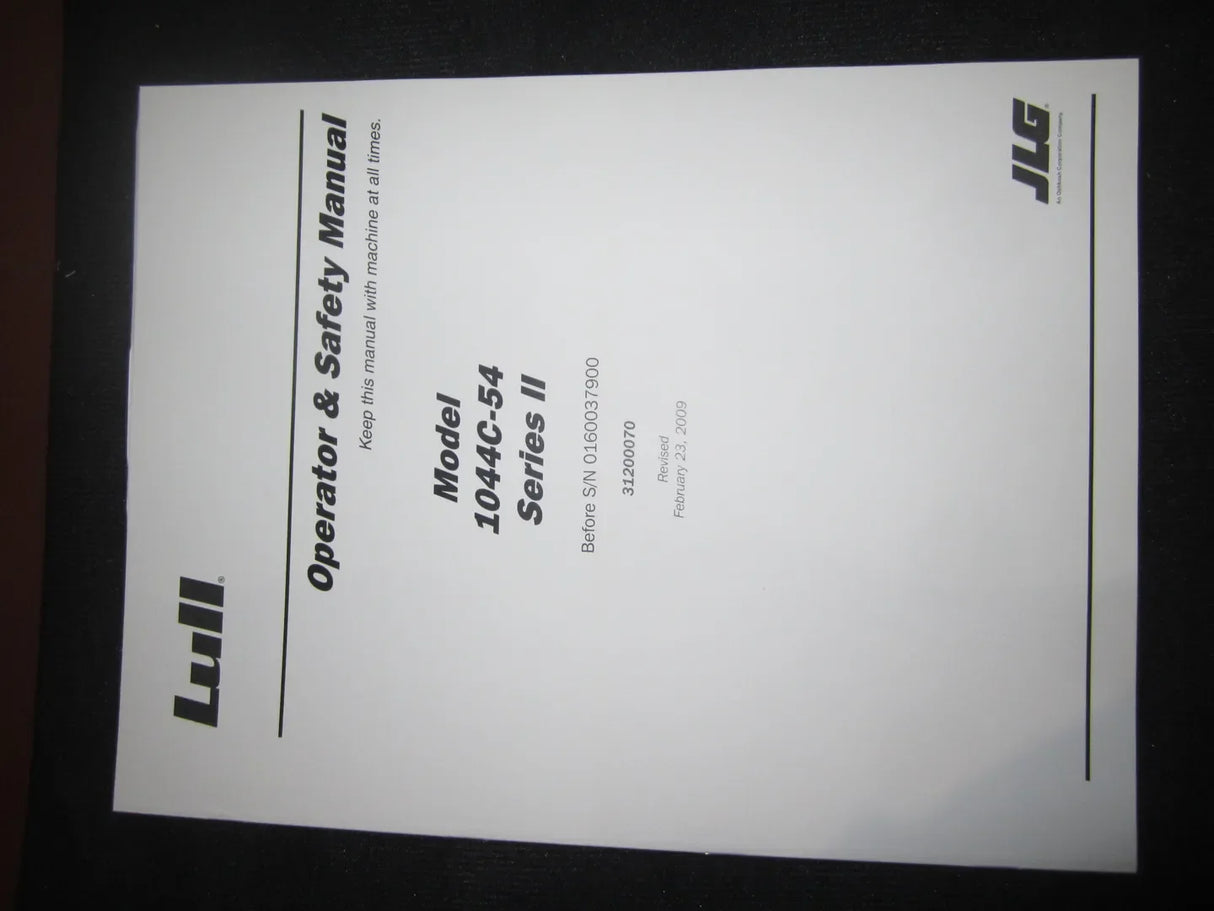 Part Number 31200070 1044C Series Ii Operat Manual fits JLG