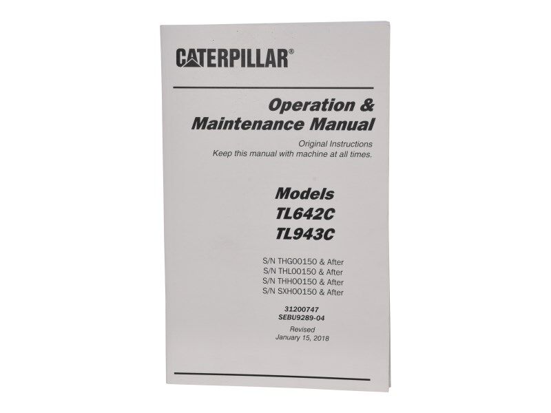 Part Number 31200747 TL642C TL943C Operator Manual fits JLG
