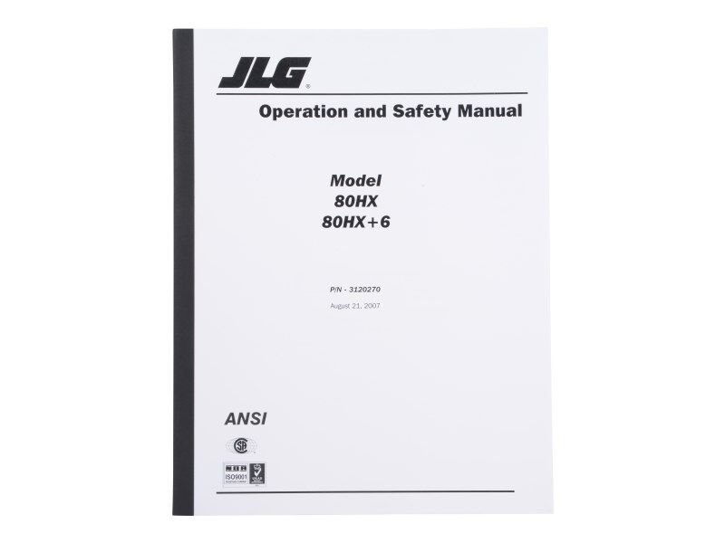 Part Number 3120270 Manual, 80HX Operating fits JLG