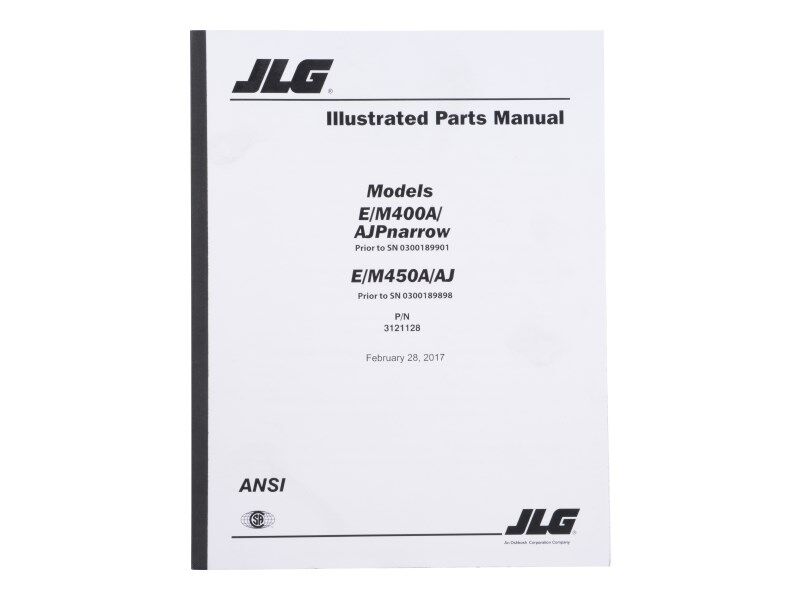 Part Number 3121128 Manual, E/M400/450 Parts fits JLG