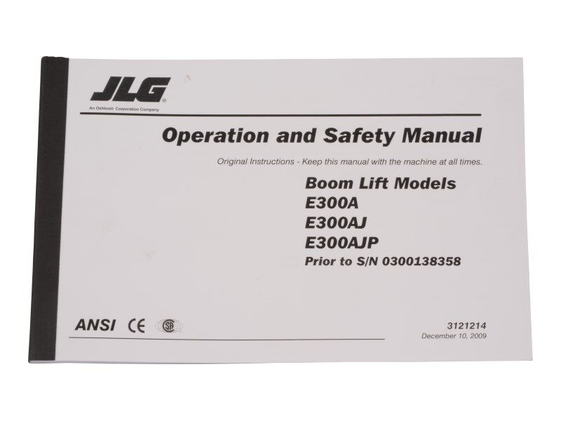 Part Number 3121214 E300 Gbl Operator Prior S/N 138358 fits JLG