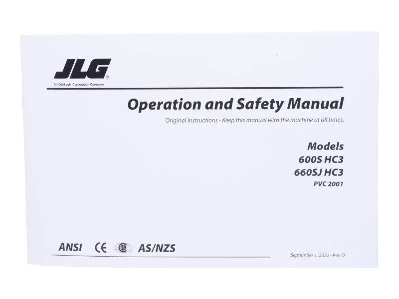 31215907 Manual, Operator, 600S Hc3 English | JLG