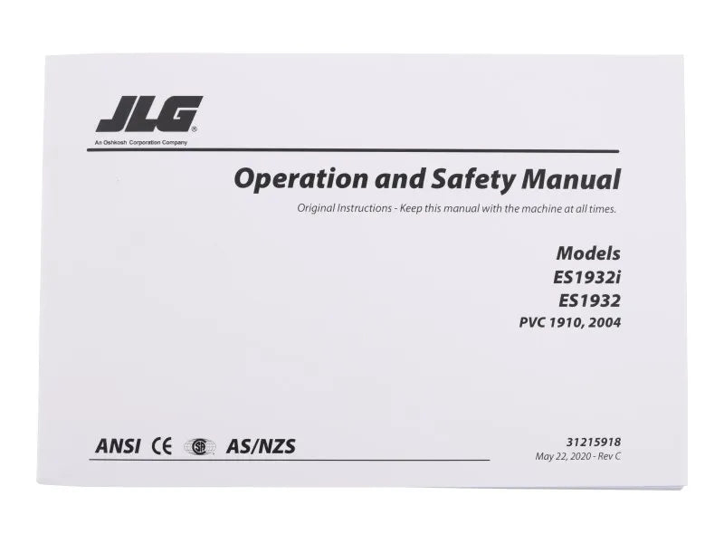 Part Number 31215918 Manual, Operator Es1932 fits JLG