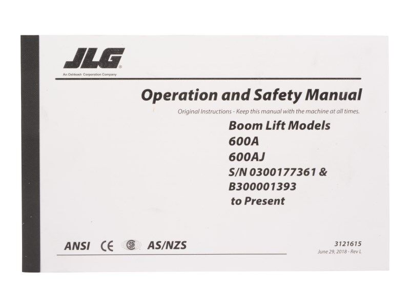 Part Number 3121615 Mnl, 600A Gbl Oper fits JLG