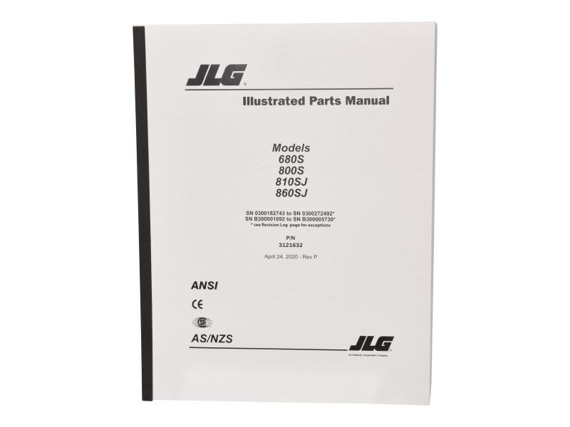 Part Number 3121632 Mnl, 800S Gbl Parts fits JLG