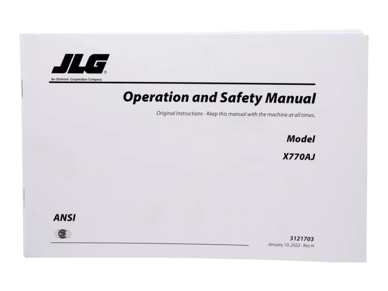 Part Number 3121703 Mnl, X770AJ Operator/Safety fits JLG