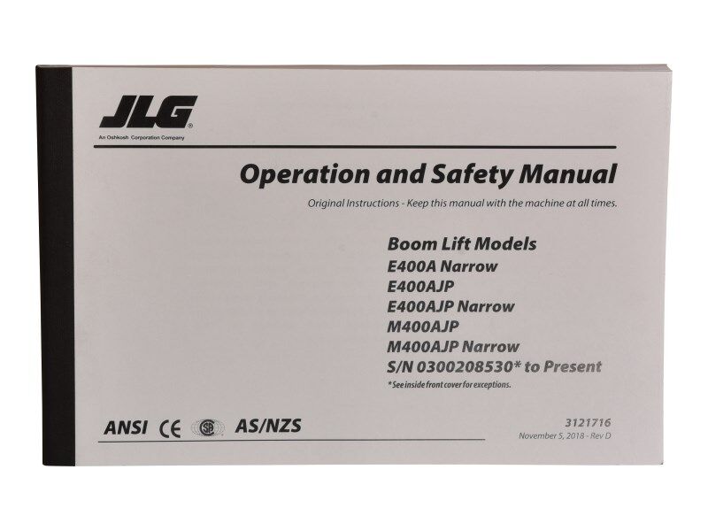 Part Number 3121716 E/M400 Gbl Ops/Safe Sn208530> fits JLG