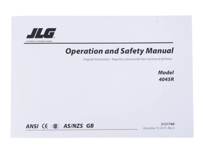 Part Number 3121760 Mnl, 4045R Gbl Oper/Safety fits JLG
