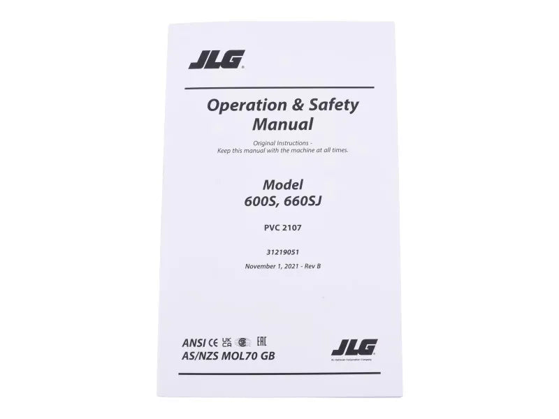 31219051 Manual, Operator 600S/660Sj PVC 2107 | JLG