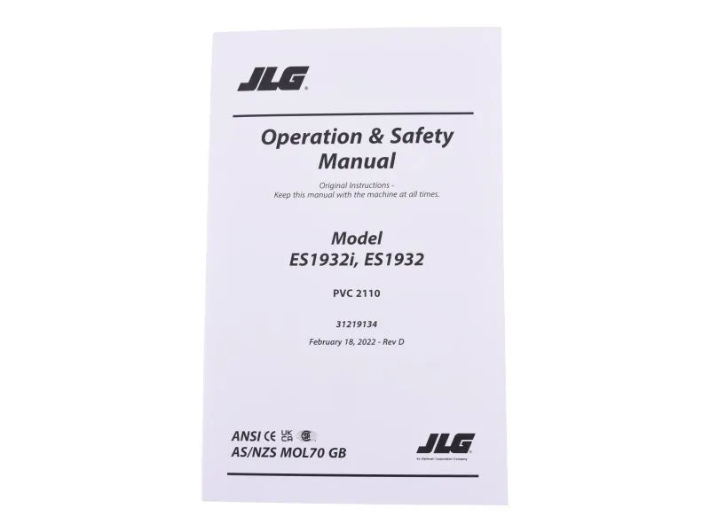 31219134 Manual, Operator Es1932/I PVC 2110 | JLG