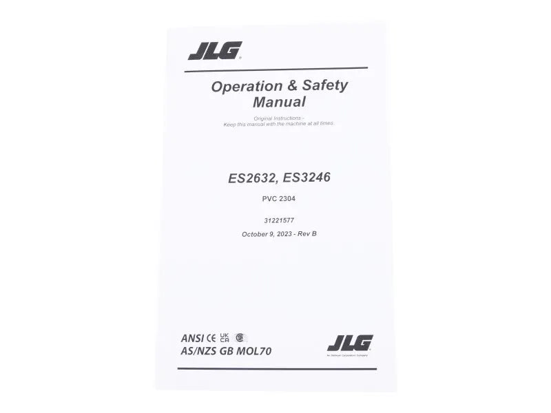 31221577 Manual, Operations Es2632/3246 PVC2304 | JLG