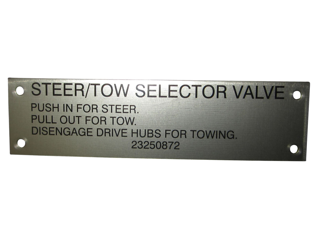 3250872 Nameplate, Steer/Tow Sel. Valve | JLG