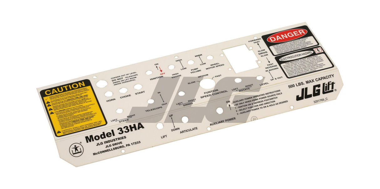 3251769 Nameplate, Decal Consolet Lid | JLG - BHE Parts Store