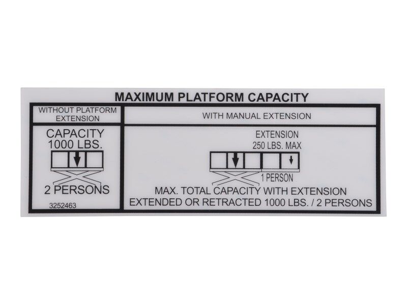 3252463 Nameplate, 1000# Cap (D/C) | JLG