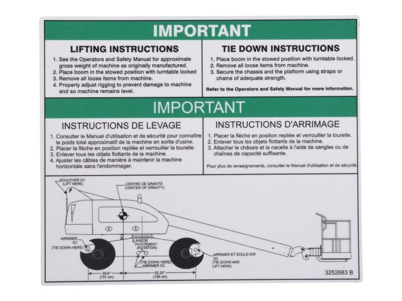 3252683 Decal, Lift Diagram (Eng/Fre) | JLG