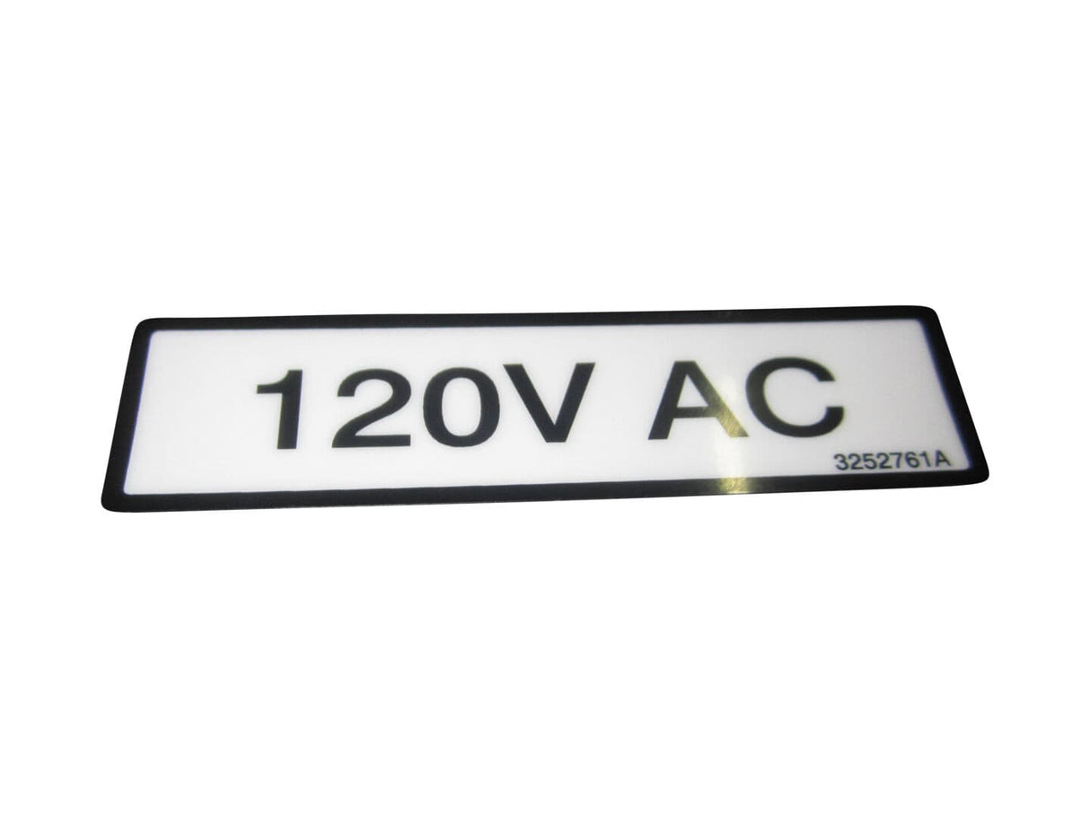 Part Number 3252761 Nameplate, 120V. fits JLG