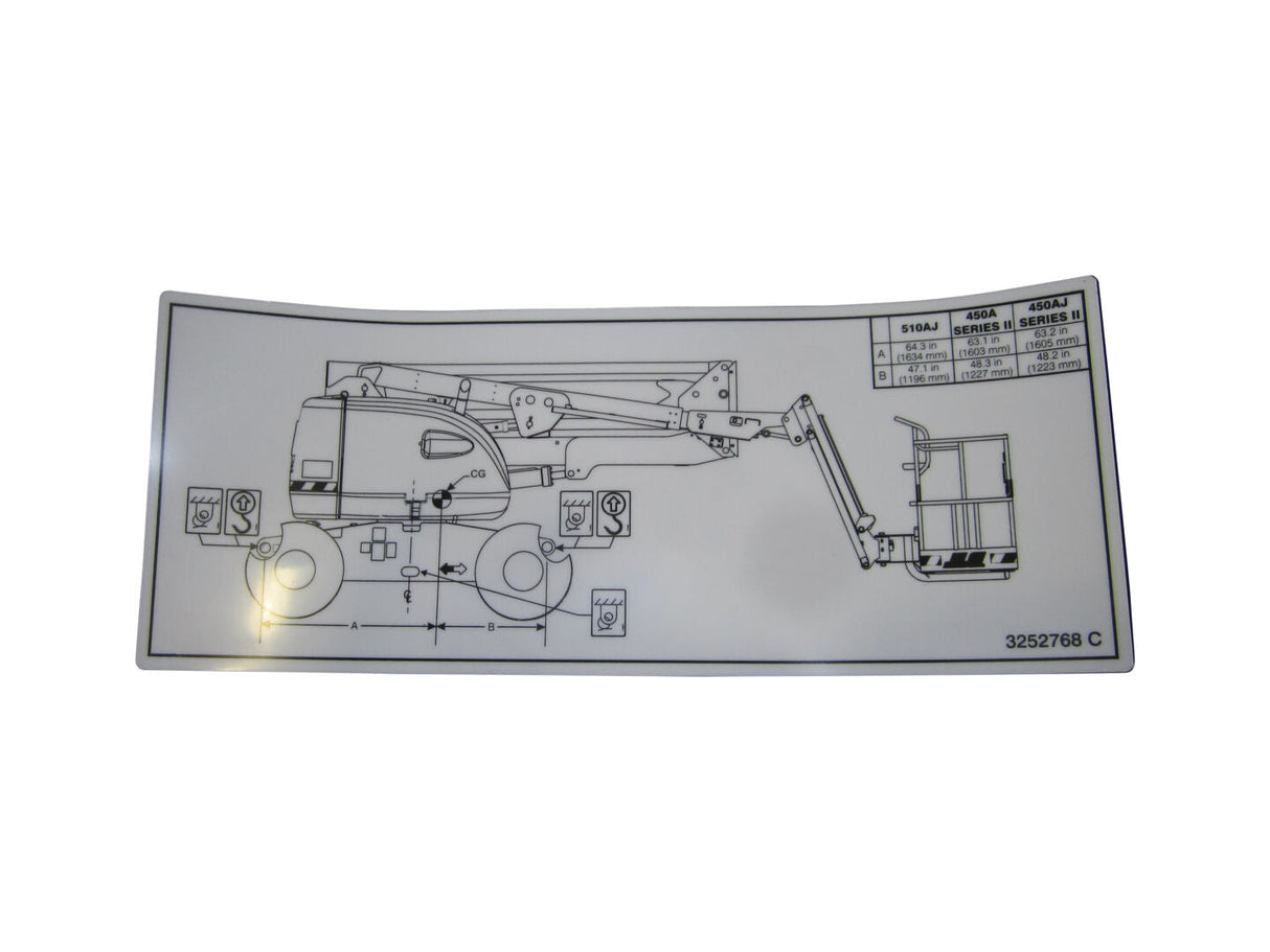 Part Number 3252768 Nameplate, Lift Dia (Dom) fits JLG