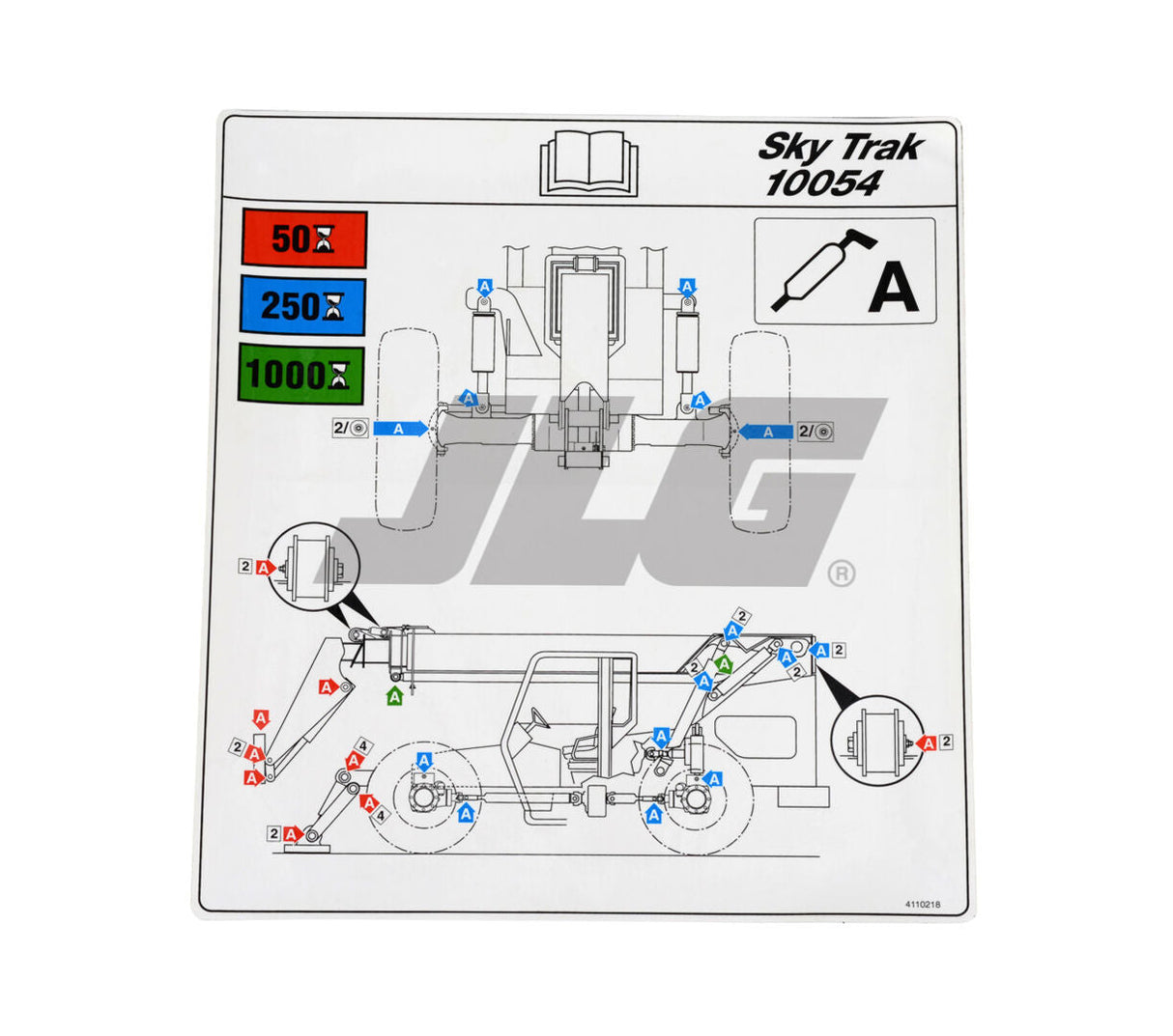 4110218 Gráfico de lubricación 10054 | JLG