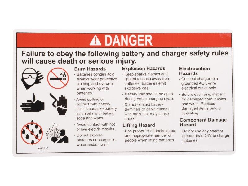 70040433 Danger Battery Safety | JLG