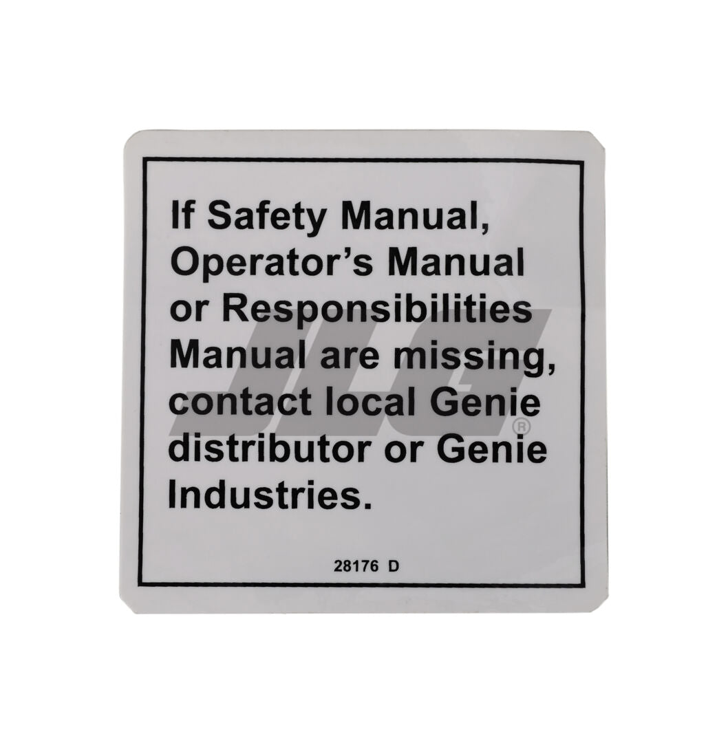 Part Number 70040453 Label, Manual Not Here fits JLG