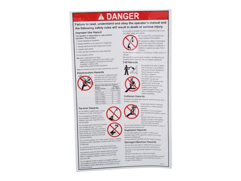 Part Number 70040456 Gen Safety Rules fits JLG