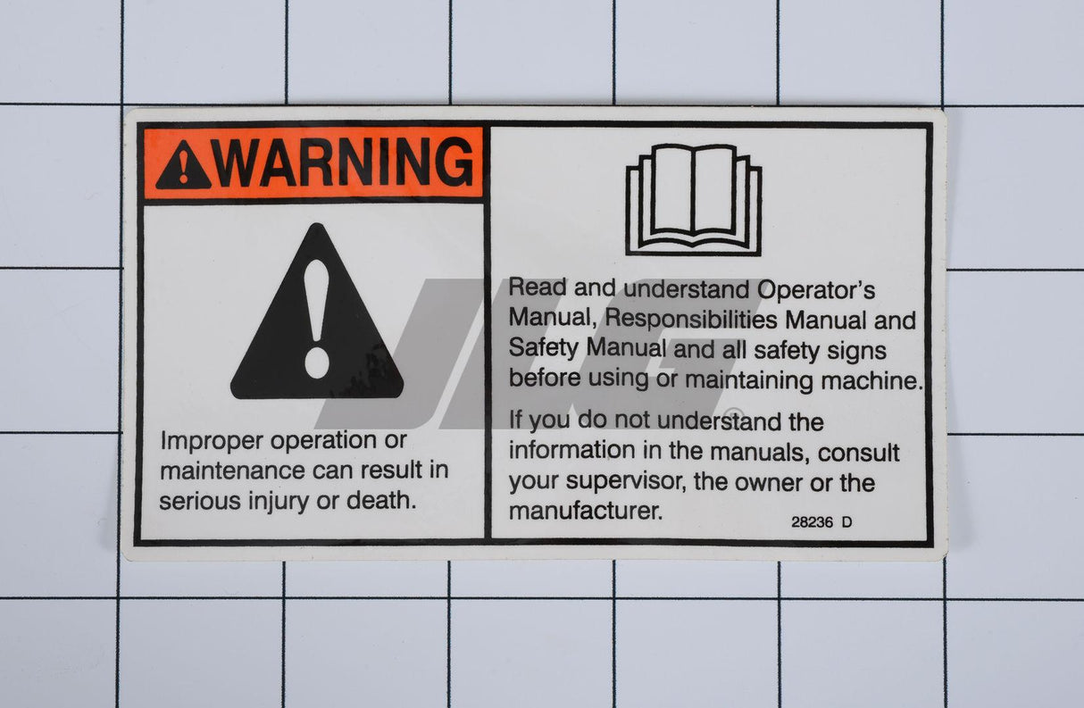 70040620 Improper Operation Warning Decal