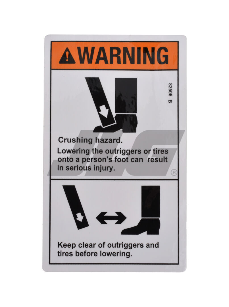 Part Number 70040789 Warning Foot Crushing fits JLG
