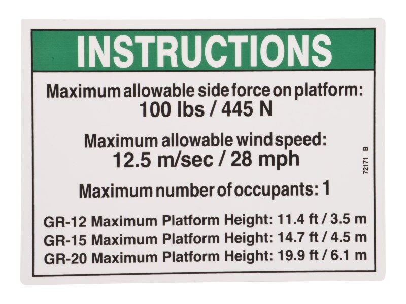 Part Number 70040800 Side Force 100 Gr Ansi fits JLG