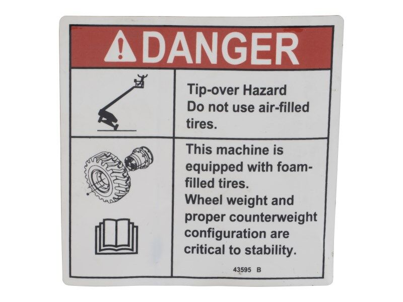 Part Number 70040811 Danger, Tip-Over Tires fits JLG