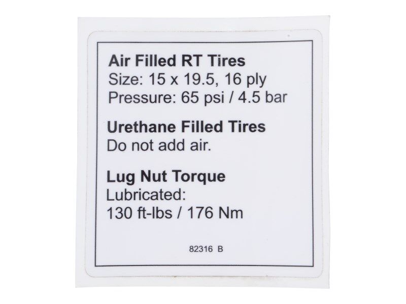 70043279 Decal, Notice Tire Pressure | JLG