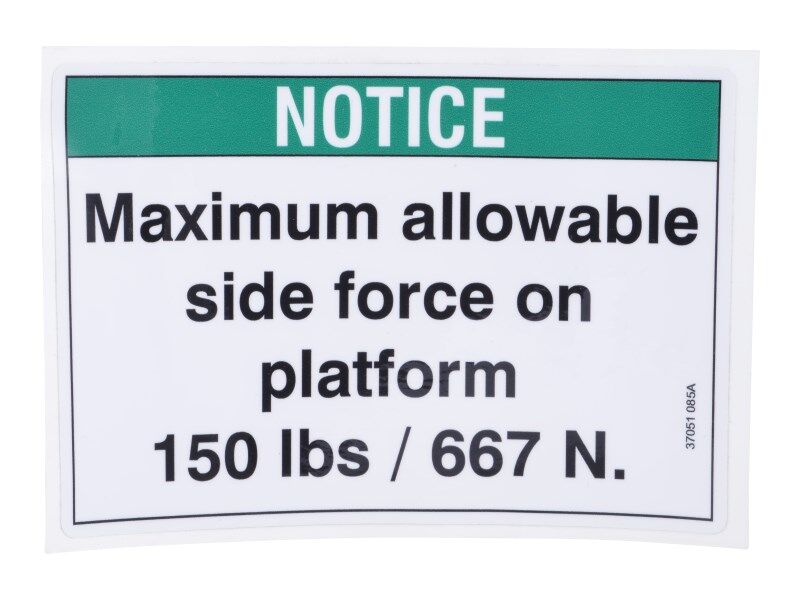 70044919 Decal, Notice Side Force 150 | JLG