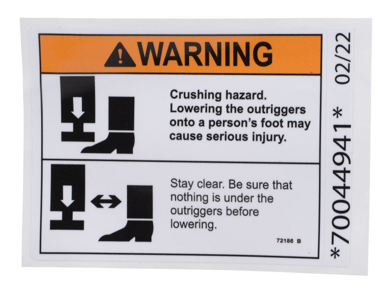 70044941 Decal, Warning, Crushing Hazard | JLG