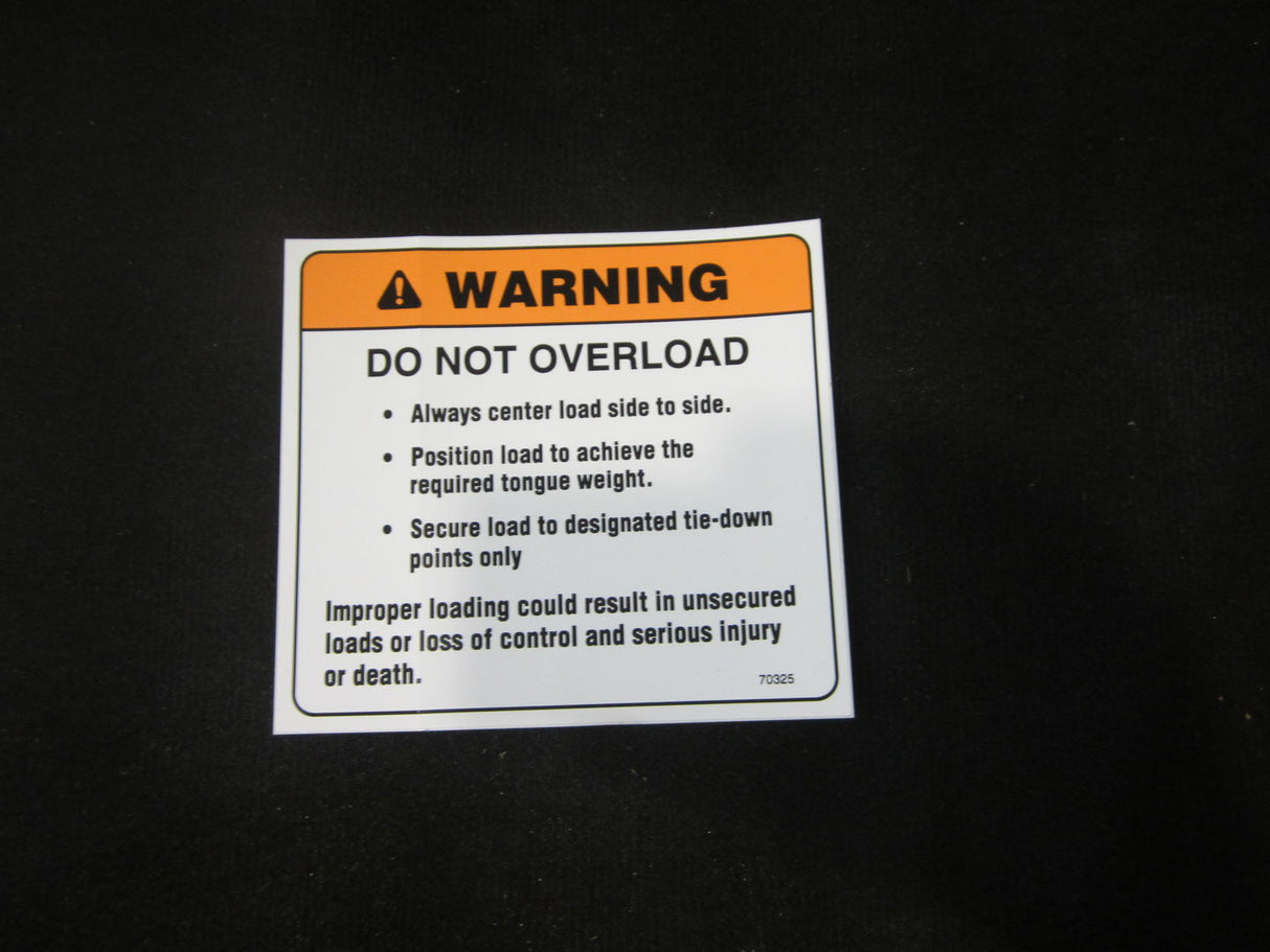 Part Number 70325 Decal-Do Not Overload fits JLG