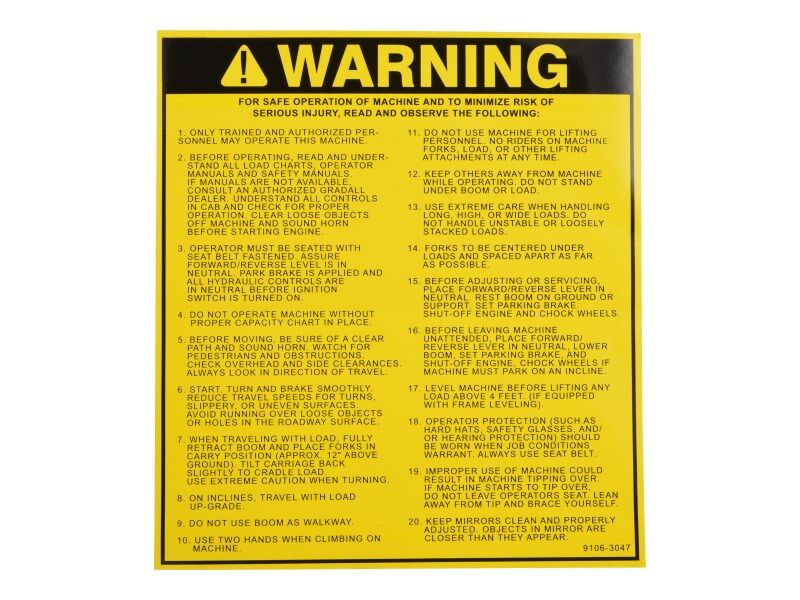 91063047 Decal - Warning | JLG