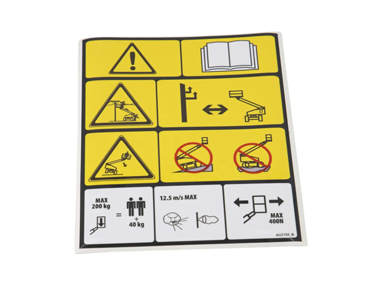AU2102 Decal, Loads And Instructions | JLG