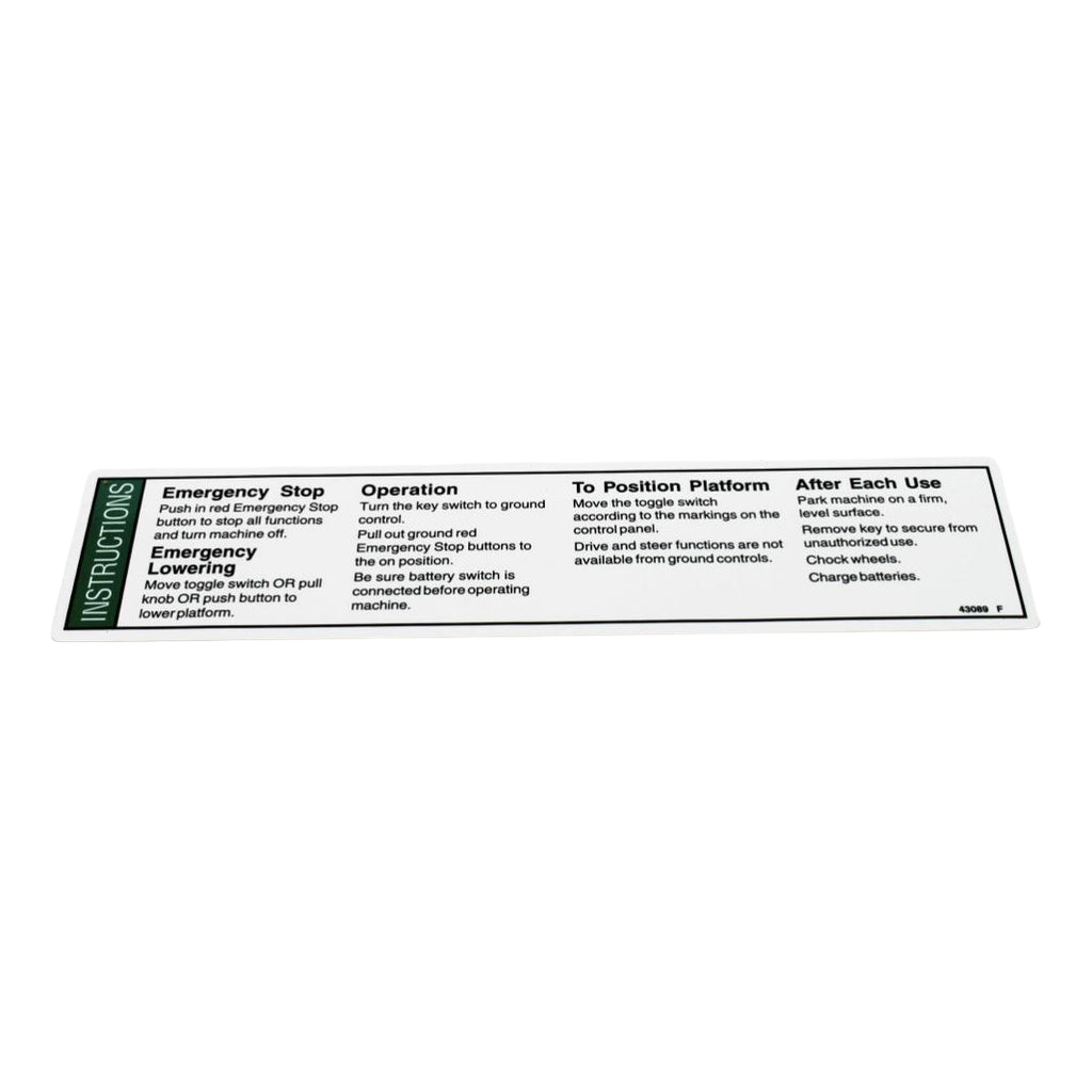 43089GT Decal Instructions-Oper Gcp - Genuine Genie Replacement Part