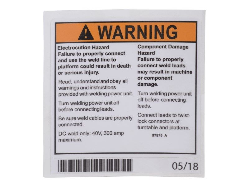 97875 Decal, Warn, Weld Lines | Genie