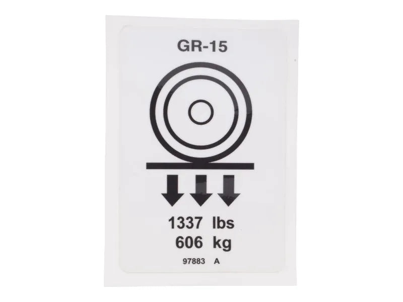 Part Number 97883 Label Wheel Load Gr15 fits Genie