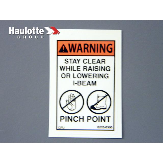 0202-0380 Decal-Stay Clear-Raising/Lowr | Genuine Haulotte