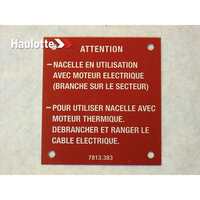 Part Number 3078133830 Label fits Haulotte