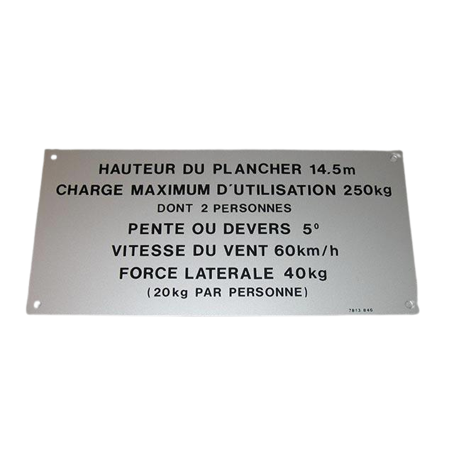 3078138460 Load Capacity Aluminium Plate | Genuine Haulotte