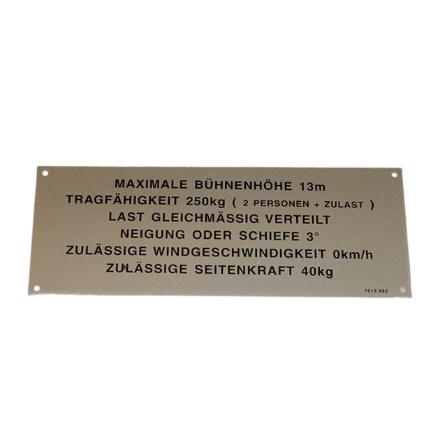 Part Number 3078138820 Label fits Haulotte