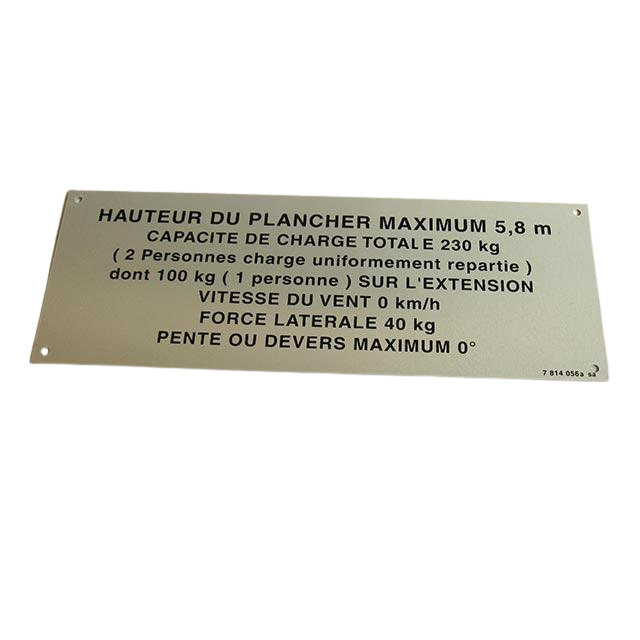 3078140560 Floor Height + Load Label | Genuine Haulotte