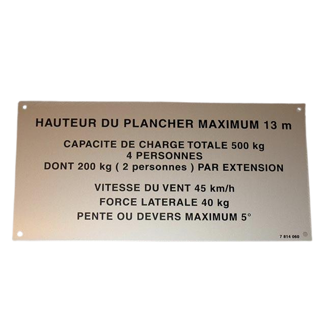 Part Number 3078140600 Floor Height + Load Label fits Haulotte