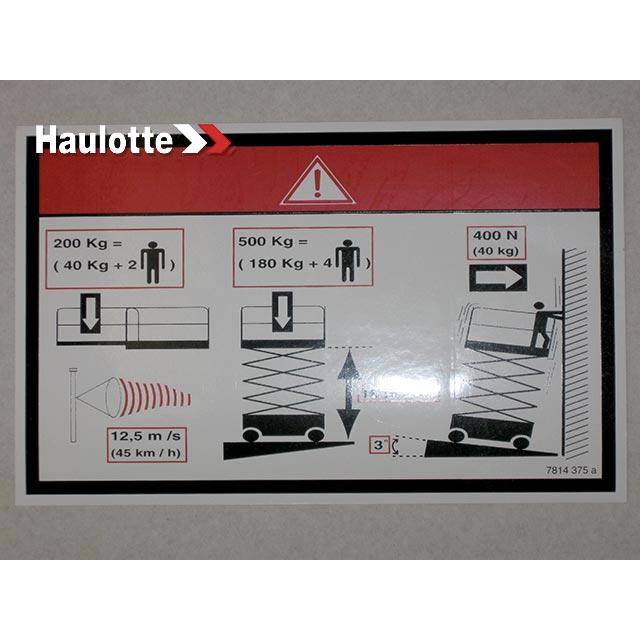 3078143750 Floor Height + Load Label | Genuine Haulotte